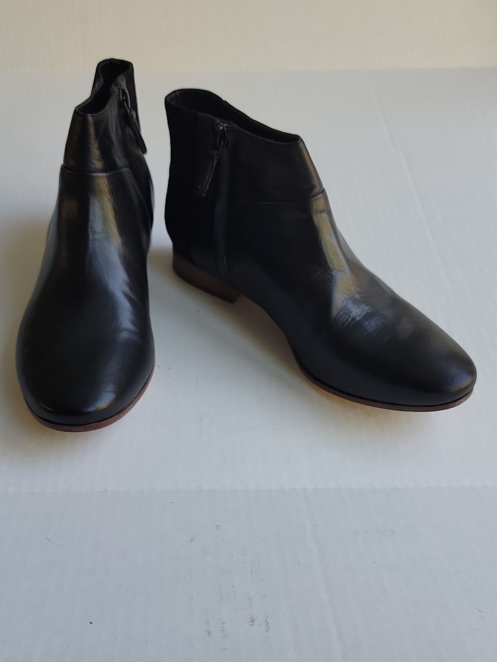 Black Leather Women's Ankle Boots - Classic Zip Chelsea Style